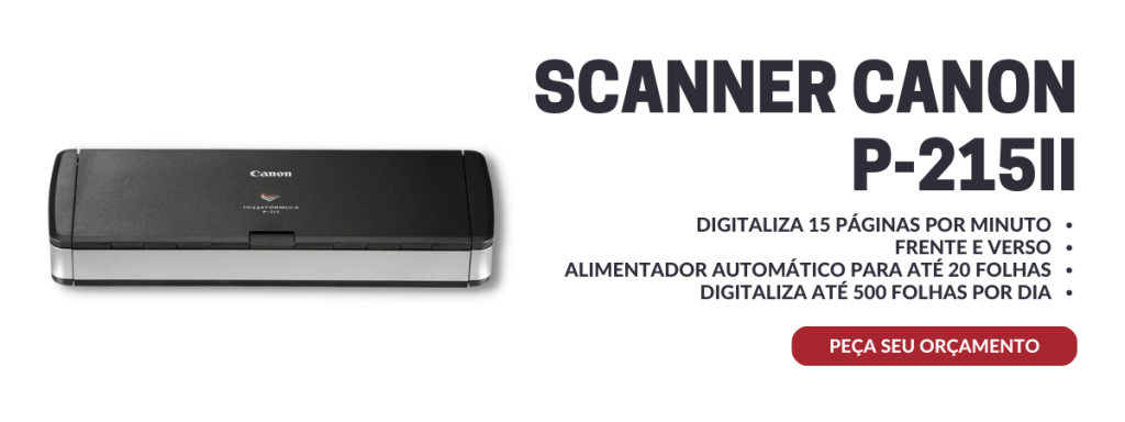 Digitalize baixas demandas de documentos com o scanner canon p-215ii