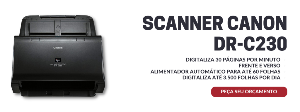 SCANNER CANON DR-C230 INDICADO PARA ESCRITÓRIOS